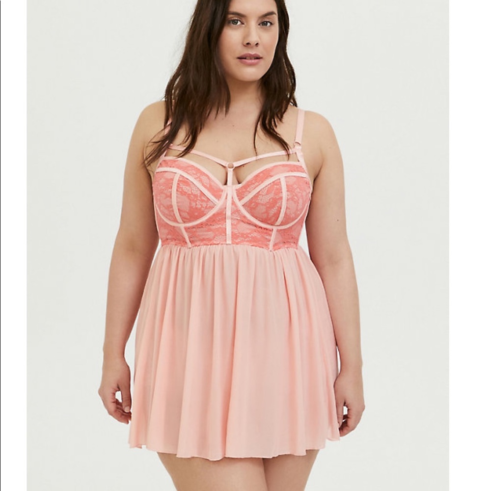 Torrid size 6 pink harness lace babydoll